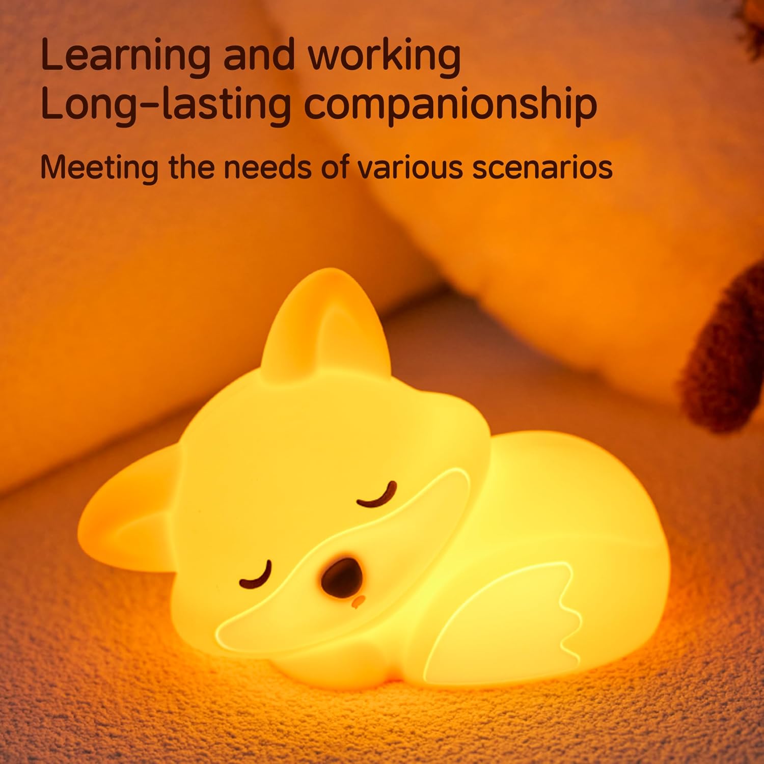 Led Cute Fox Night Light, 2 Levels Dimmable Timer Nursery Nightlight for Kids, Rechargeable Touch Bedside Lamp, Used for Camping Party…