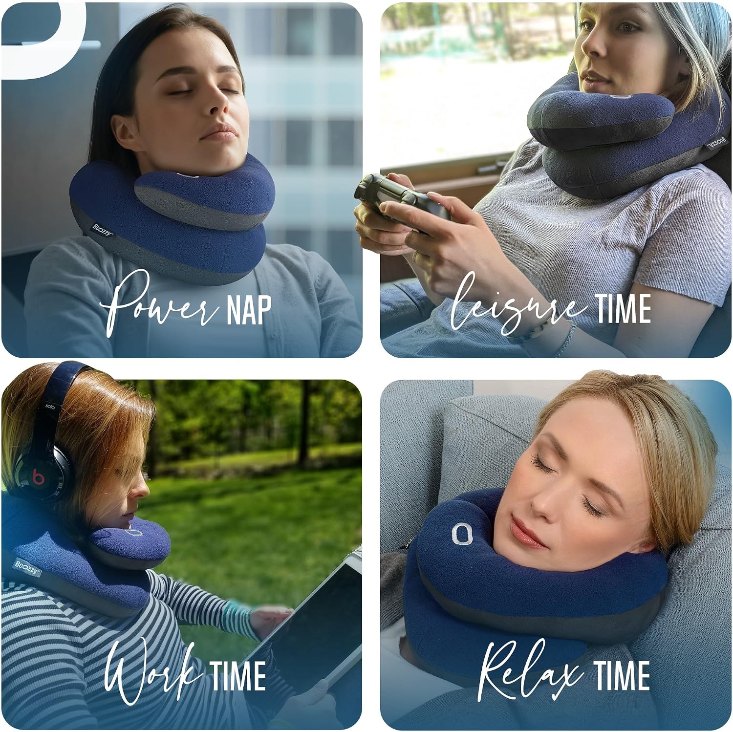 BCOZZY Travel Neck Pillow for Airplane – Patented Double Support for Head, Neck, and Chin. Best for Long Flights, Plane Sleeping & Car…