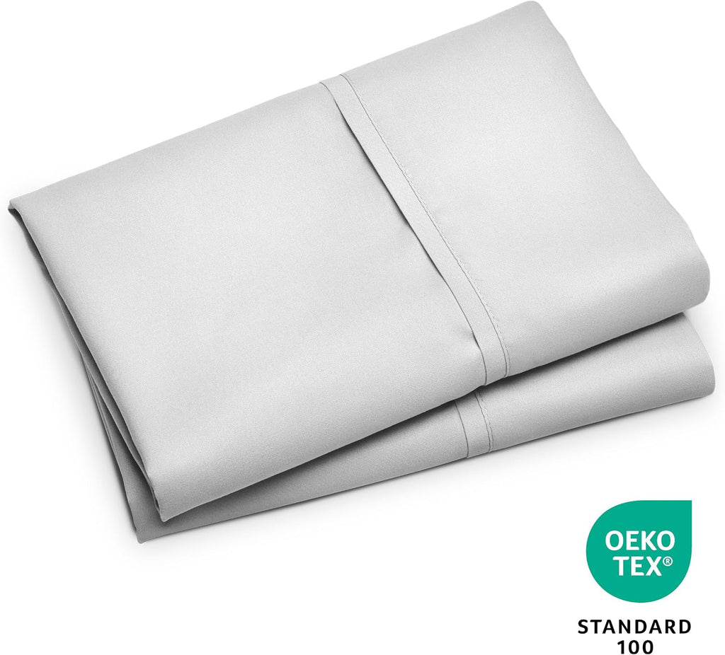 BareHome Bare Home Microfiber Pillow Cases - Standard/Queen Size Set of 2 - Cooling Pillowcases - Double Brushed - Light Grey Pillowcases 2…