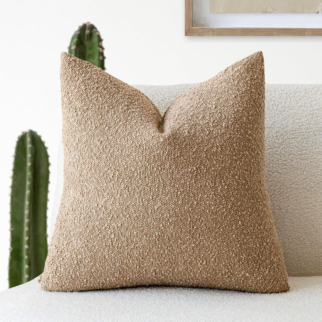 Foindtower Textured Boucle Throw Pillow Covers Accent Solid Pillow Cases Cozy Soft Decorative Couch Cushion Case for Chair Sofa Bedroom…