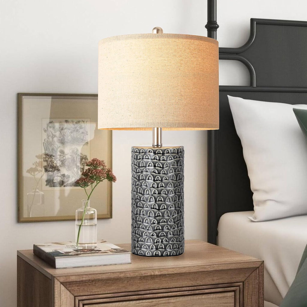 PARTPHONER 23" Modern Ceramic Table Lamp Set of 2, Table Lamps for Living Room, Rustic Farmhouse Bedside Lamps Nightstand lamp for…