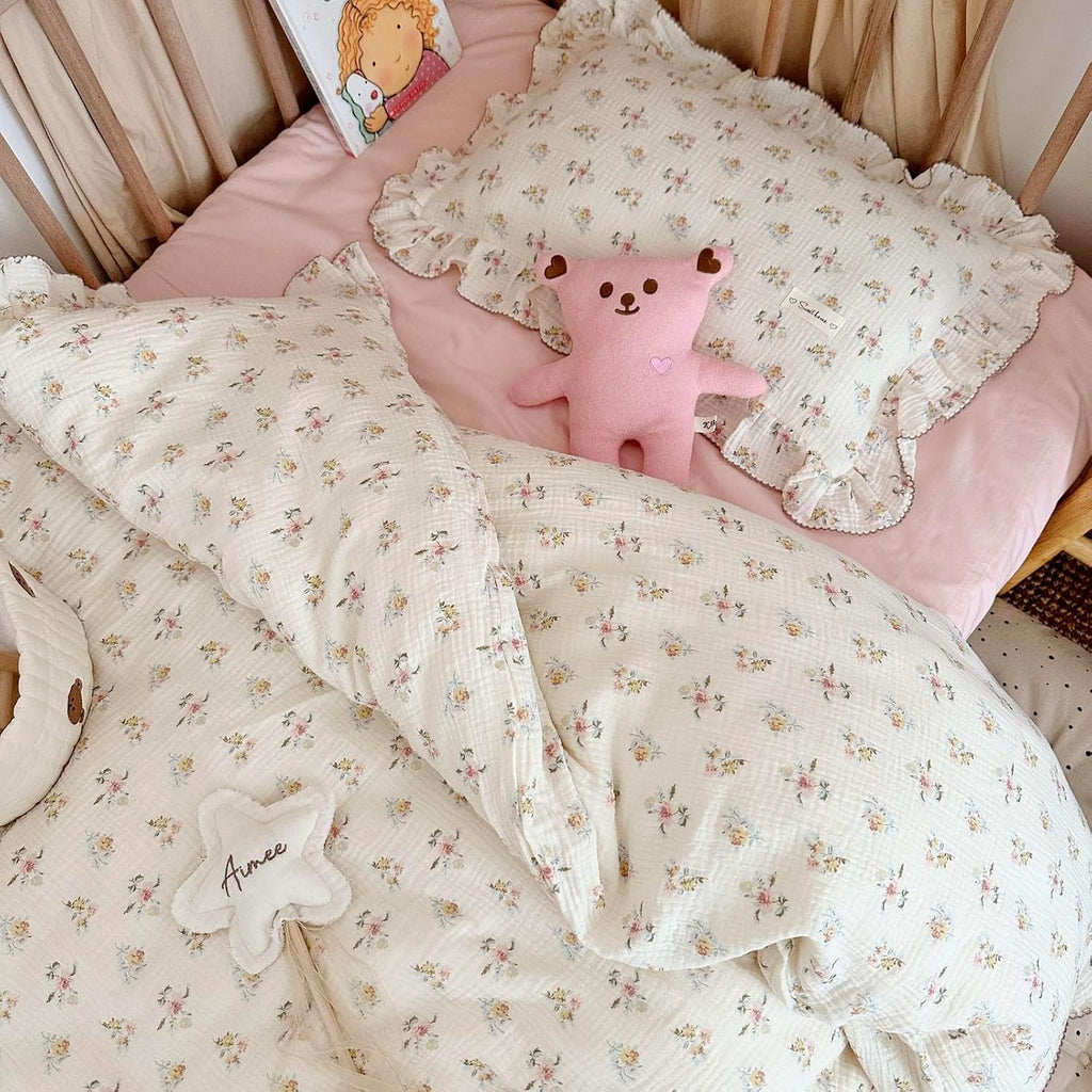 BuLuTu Cotton Muslin Kids Toddler Pillowcase with Cute Azalea Flowers Pattern Super Soft Crib Nursery Pillowcase for Boys, Girls, Bedding…
