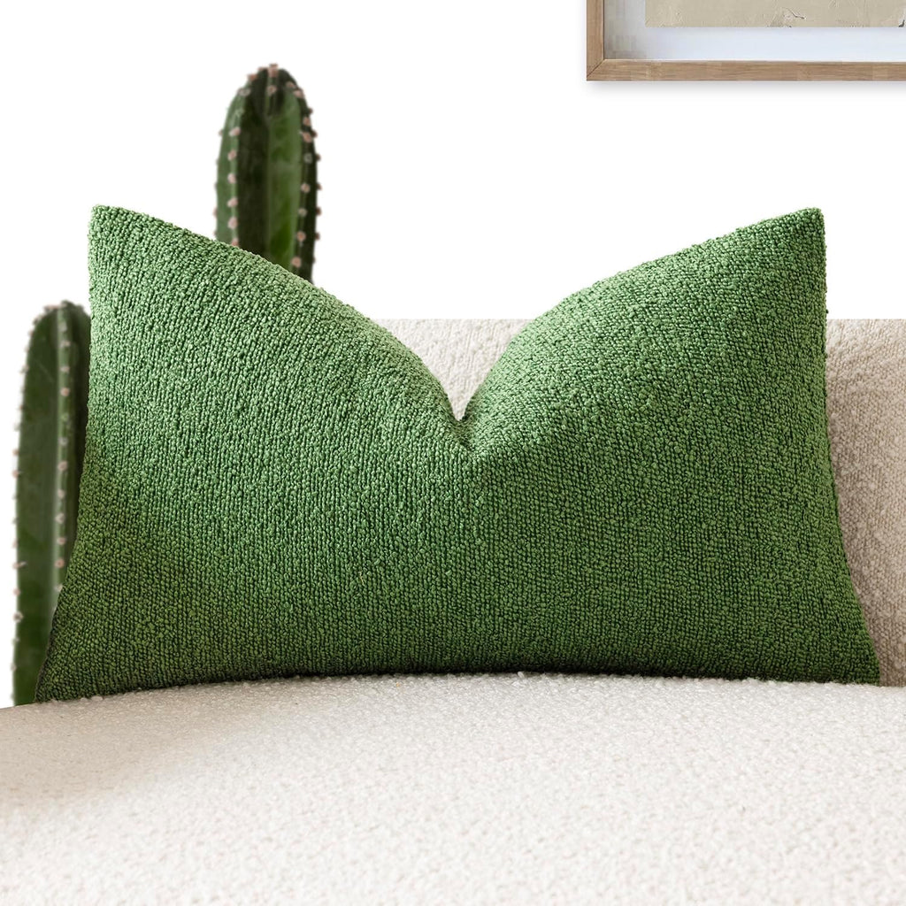 Foindtower Decorative Textured Boucle Throw Pillow Covers Accent Solid Lumbar Pillow Cases Neutral Soft Cozy Couch Cushion Case for Chair…