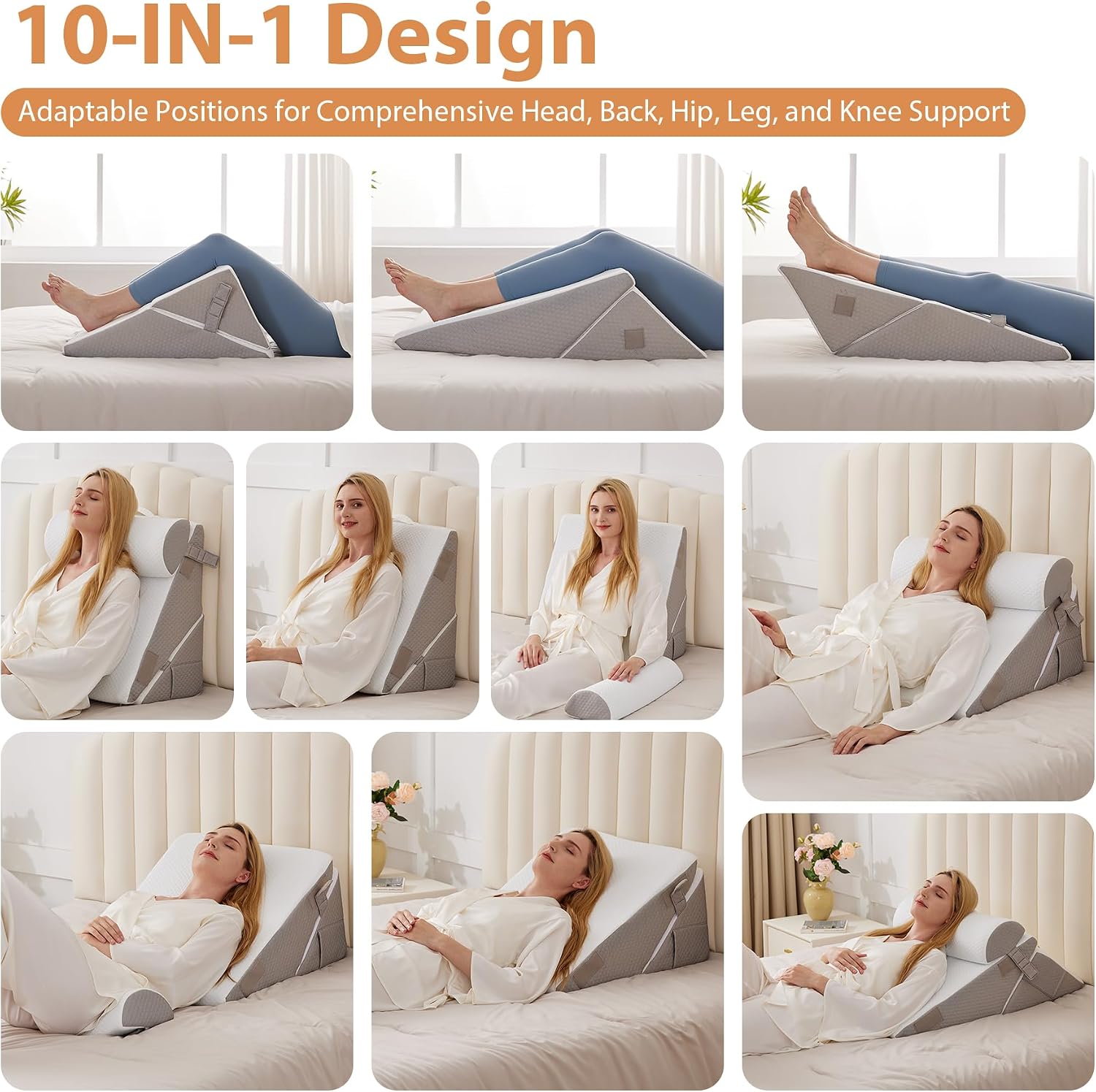 EnjoyaBetterLifeFromHere BIEEZZK Wedge Pillow Set for After Surgery, Wedge Pillow for Acid Reflux, Bed Wedge Pillow with Adjustable 9&12inc…