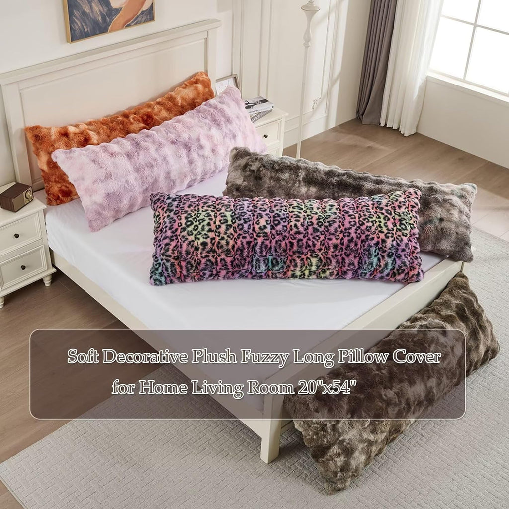 20"x54"Luxury Shaggy Faux Fur Body Pillow Cover, Bubble Fluffy Plush Bed Body Pillowcase with Zipper Closure, Plush Long Pillow Cover for…
