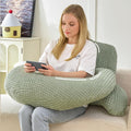 Bed Reading Pillow 17", Cozy Flannel U Shaped Back Support Cushion for Sitting up in Bed, Small Laptop Desk Lap Pillow for College…