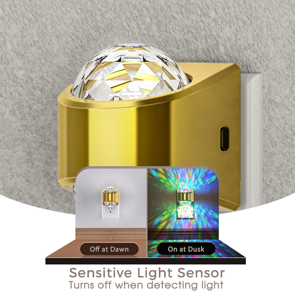 Night Lights Plug into Wall, Star Projector for Bedroom, Gold Night Light Projector for Kids, 9-Color RGB Galaxy Nightlight with Dusk to…