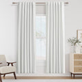 Guken White 100% Blackout Linen Curtains 80 Inch Length 2 Panels Set for Living Room Back Tab/Rod Pocket Thermal Insulated Black Out Drapes…