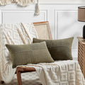 Fancy Homi 2 Packs Olive Green Lumbar Decorative Throw Pillow Covers 12x20 Inch for Living Room Couch Bed, Farmhouse Boho Home Decor…