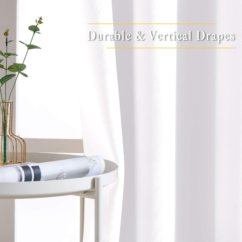 Nicetown White Room Darkening Draperies and Curtains - Home Fashion Energy Saving Grommet Top Room Darkening Drape Panels for Bedroom (Set…