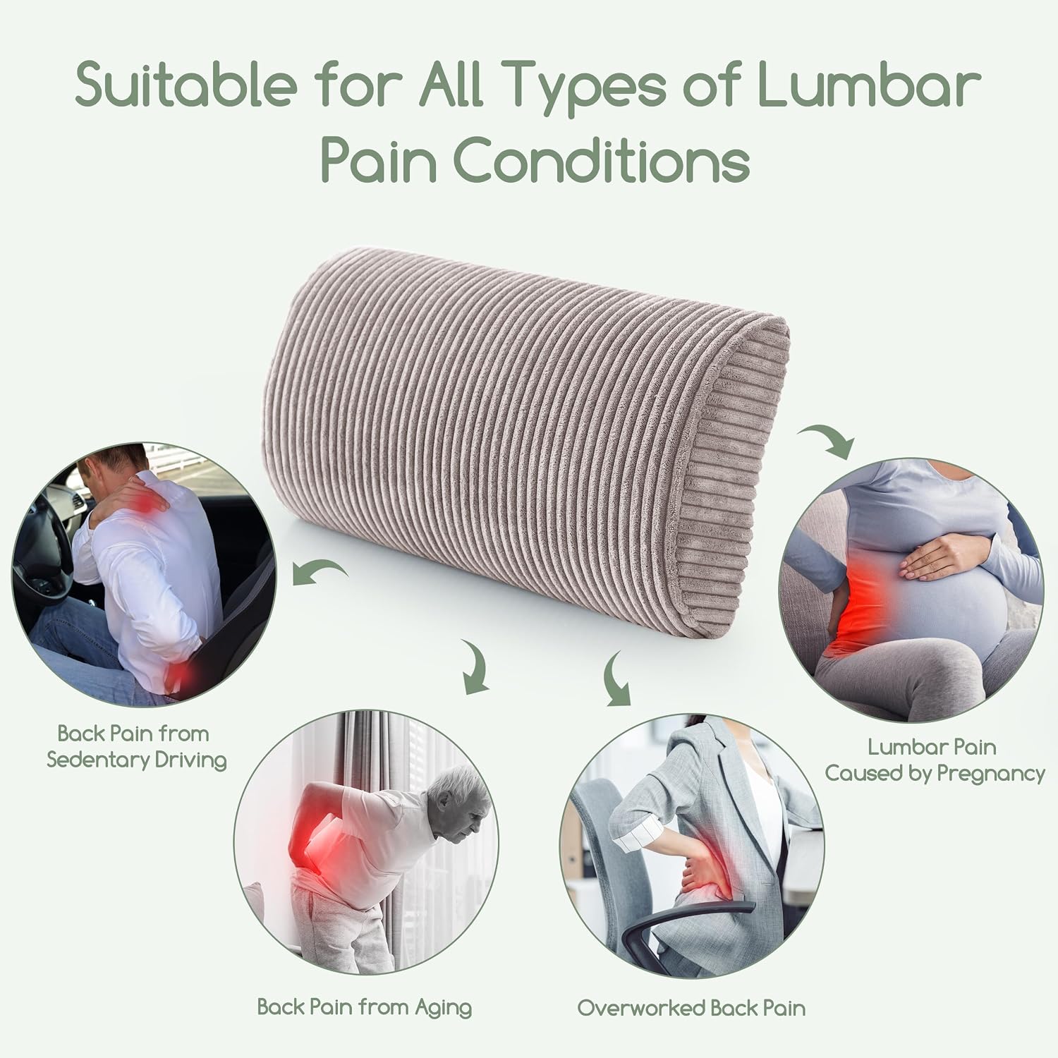 Higogogo Lumbar Support Pillow for Recliner Chair/Accent Chair/Couch, Memory Foam Back Support Cushion for Elderly, Recliner Cushions for B…