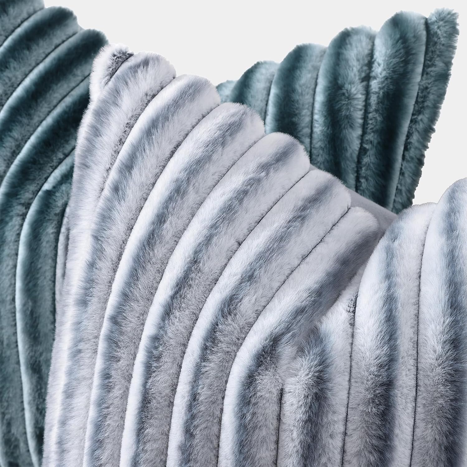 decorUhome Cozy Faux Fur Throw Pillow Covers 12x20 Set of 2 Decorative Soft Plush Striped Lumbar Modern Farmhouse Boho Couch Pillow Cases w…