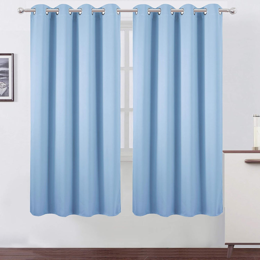 Lemomo Sky Blue Thermal Blackout Curtains/52 x 72 Inch/Set of 2 Panels Room Darkening Curtains 72 Inch Blue