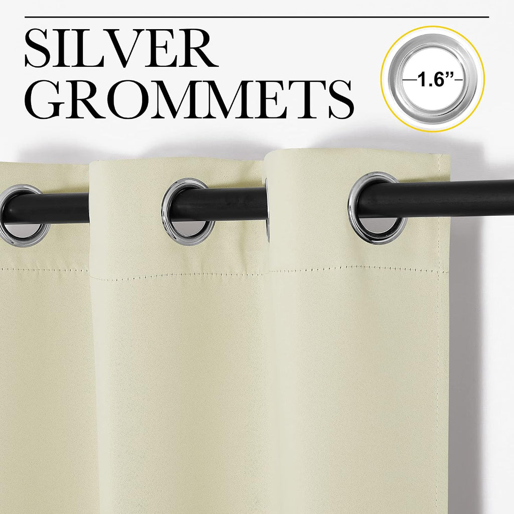 NICETOWN Kitchen Curtains for Decoration, Thermal Insulated Grommet Room Darkening Draperies/Panels for Laundry (Beige, 2 Panels, W42 x…