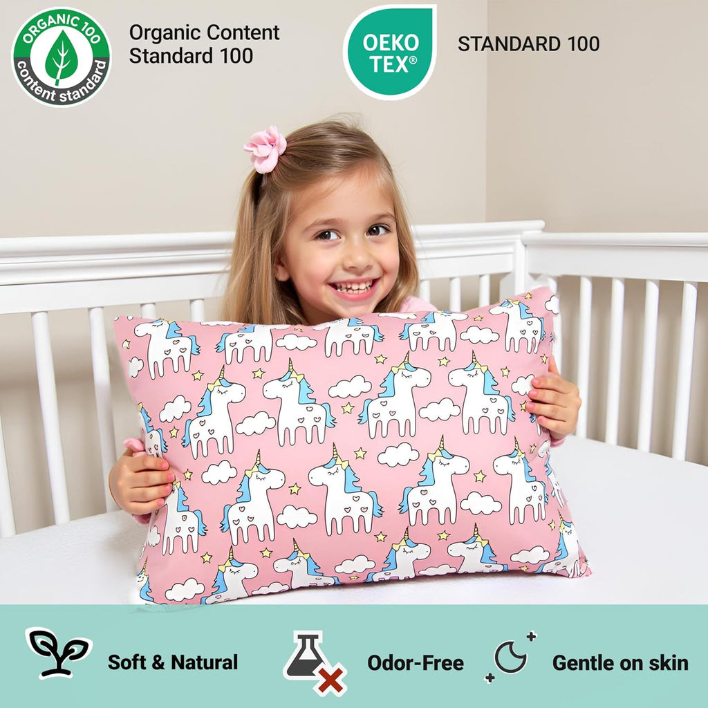 ZPECC-ABrandThatHasBeenFocusedOnBeddingFor20Years ZPECC Toddler Pillow with Pillowcase - 13x18 Organic Cotton Hypoallergenic Kids Pillow, B…