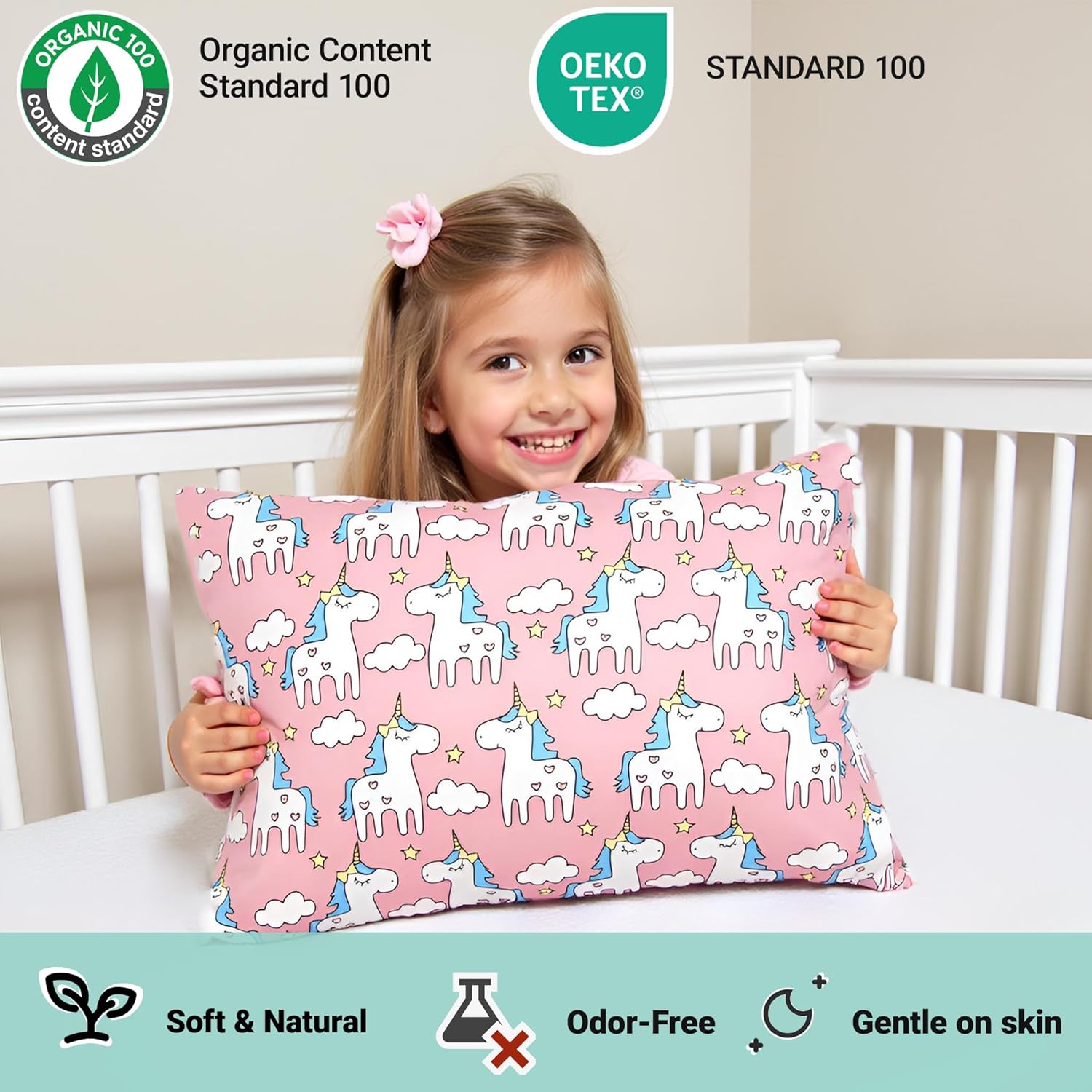 ZPECC-ABrandThatHasBeenFocusedOnBeddingFor20Years ZPECC Toddler Pillow with Pillowcase - 13x18 Organic Cotton Hypoallergenic Kids Pillow, B…