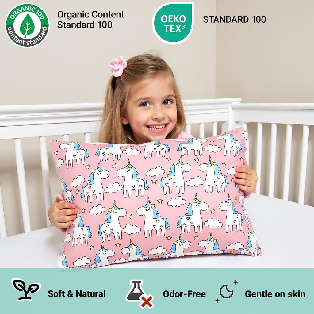 ZPECC-ABrandThatHasBeenFocusedOnBeddingFor20Years ZPECC Toddler Pillow with Pillowcase 2 Pack - 13x18 Organic Cotton Hypoallergenic Kids Pi…