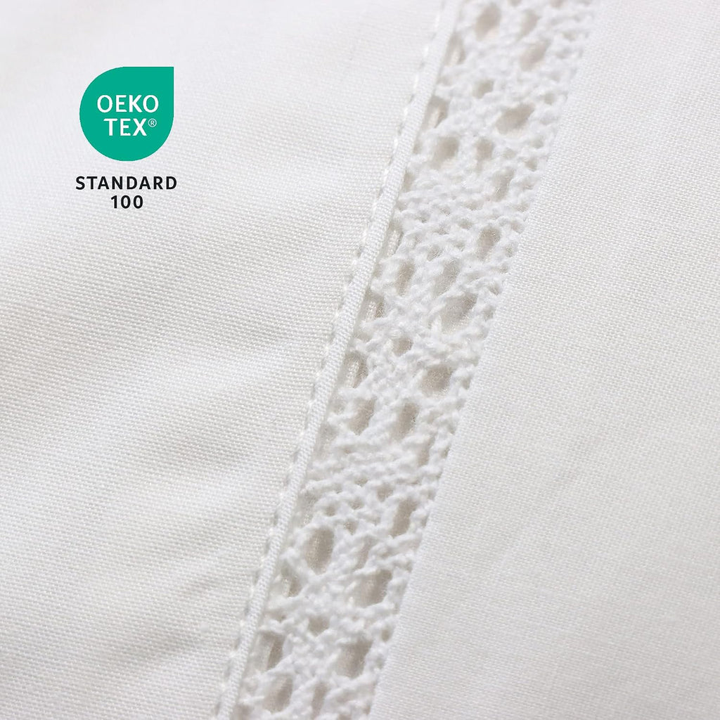 White Lace Pillowcases Standard Size Set of 2, 100% Cotton White Eyelet Pillow Shams, Elegant Farmhouse Envelope Closure Pillow Cover for…