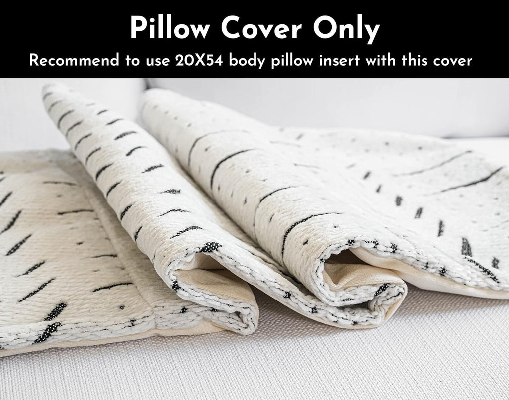 BlissBlush White Soft Chenille Boho Body Pillow Cover 20x54, Decorative Oversized Long Lumbar Pillow, Boho Textured Oversize Body Pillow…