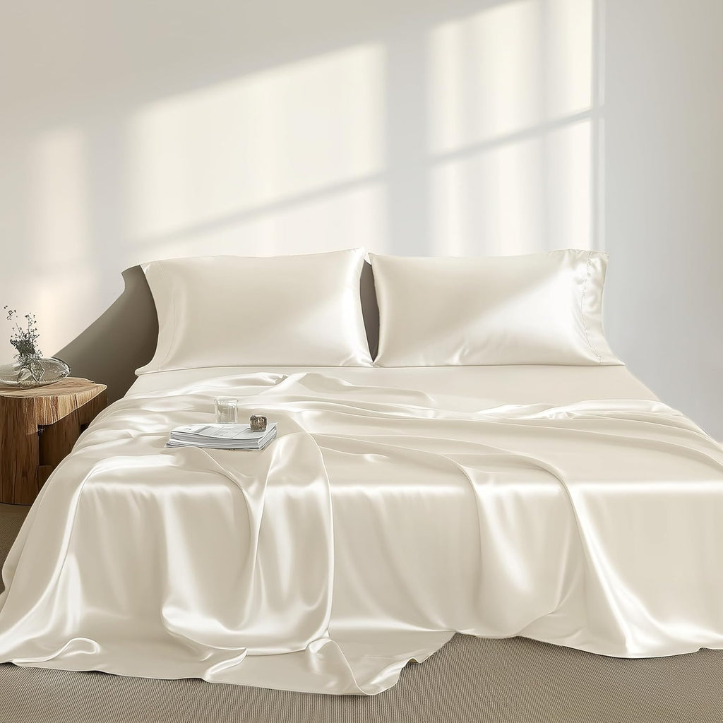 Madisonpark Madison Park Essentials Polyester Satin 6 Piece Sheet Set with Ivory MPE20-904, Queen
