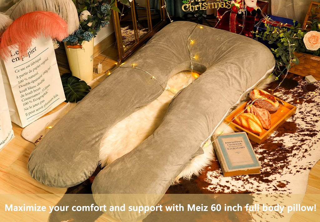 Meiz Pregnancy Pillow, U Shaped Full Body Pillow, Pregnancy Pillows for Sleeping, Maternity Pillow for Pregnant Women with Removable Velvet…