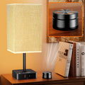 Bedside Lamp with Remote Control & Dimmable Light, 2 AC Outlets + USB-C/USB-A Charging Ports, Beige Shade Nightstand Table Desk Lamp for…