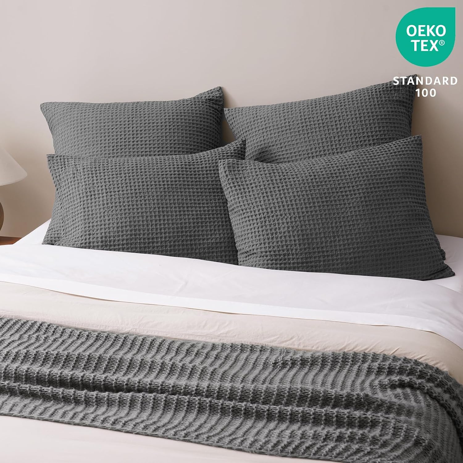 Phf Ultra Soft Waffle Weave Pillow Shams California King Size, No Insert, 2 Pack 20" x 40" Pillowcases, Breathable & Skin-Friendly Pillow Ca…