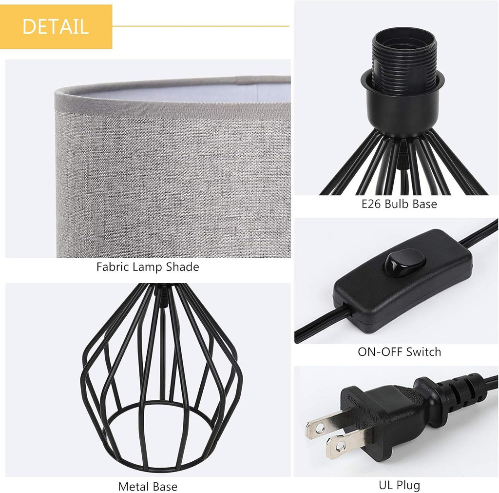 HAITRAL Farmhouse Table Lamp - Small Nightstand Lamp for Bedroom, Black Metal Cage Table Lamp for Living Room, Dorm, Office with Hollowed…