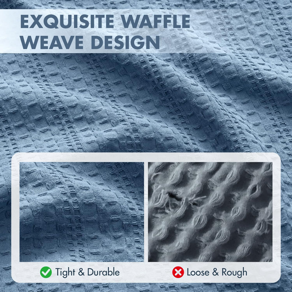 Set of 2 Decorative 100% Cotton Waffle Throw Pillow Covers 20x20, Neutral Coastal Euro Shams Weave European Cushion Cases for Couch Sofa…