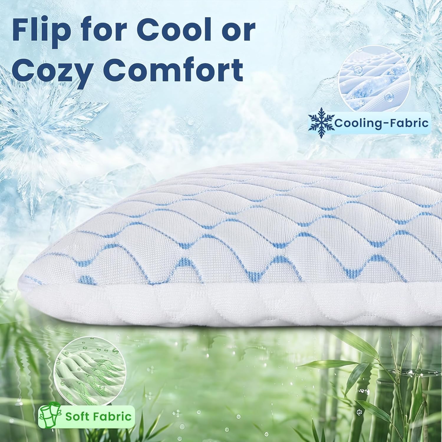 2.85" Ultra Thin Memory Foam Pillow with Cool-to-Touch Cover, Low Profile Flat Bed Pillow for Back & Stomach Sleepers, Standard Size