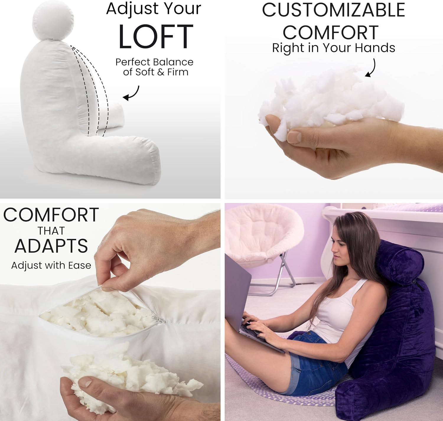 Husband Pillow XXL The Original for Adults - 30" Tall Backrest for Sitting Up in Bed - Firm Support Reading & Bed Rest Pillows for…