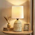 EJIAXIN Small Table Lamp -13.5" Boho Lamp - Bedside Lamps - Farmhouse Rustic Ceramic Table Lamp for Bedroom, Living Room, Nightstand…