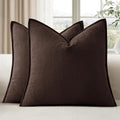 EMEMA Throw Pillow Covers Decorative Linen Pillow Covers 22x22 Inch Dark Brown Boho Farmhouse Neutral Couch Throw Pillows for Bed Pack of…