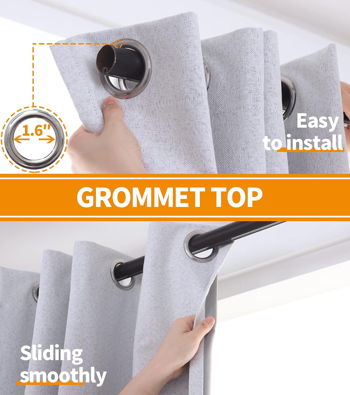 YoungsTex Linen Blackout Curtains for Bedroom 68 Inches Long, Thermal Black Out Drapes with Grommet Textured Insulated Blinds for Winter Li…