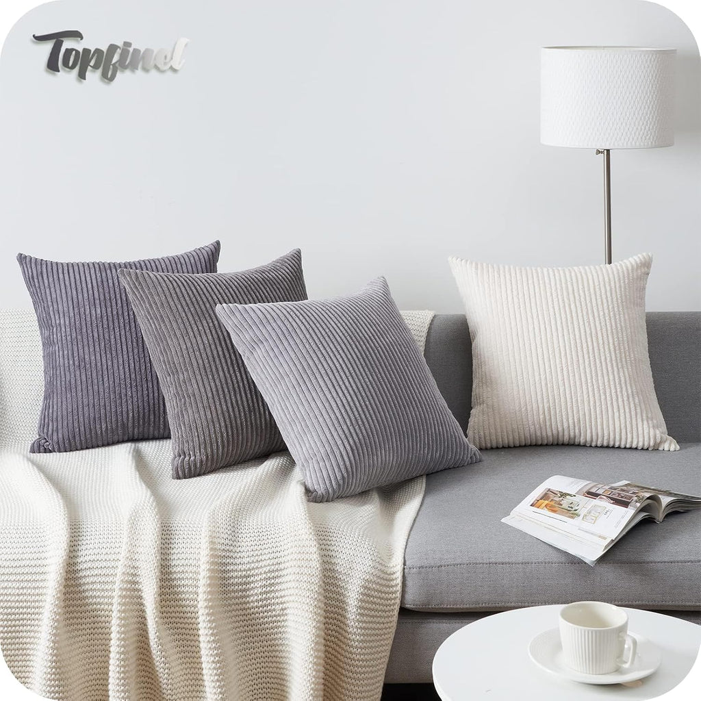 Topfinel 12x12 inch 4 Pack Decorative Throw Pillow Covers, Soft Velvet Modern Double-Sided Designs, Mix and Match for Home Fall Decor…