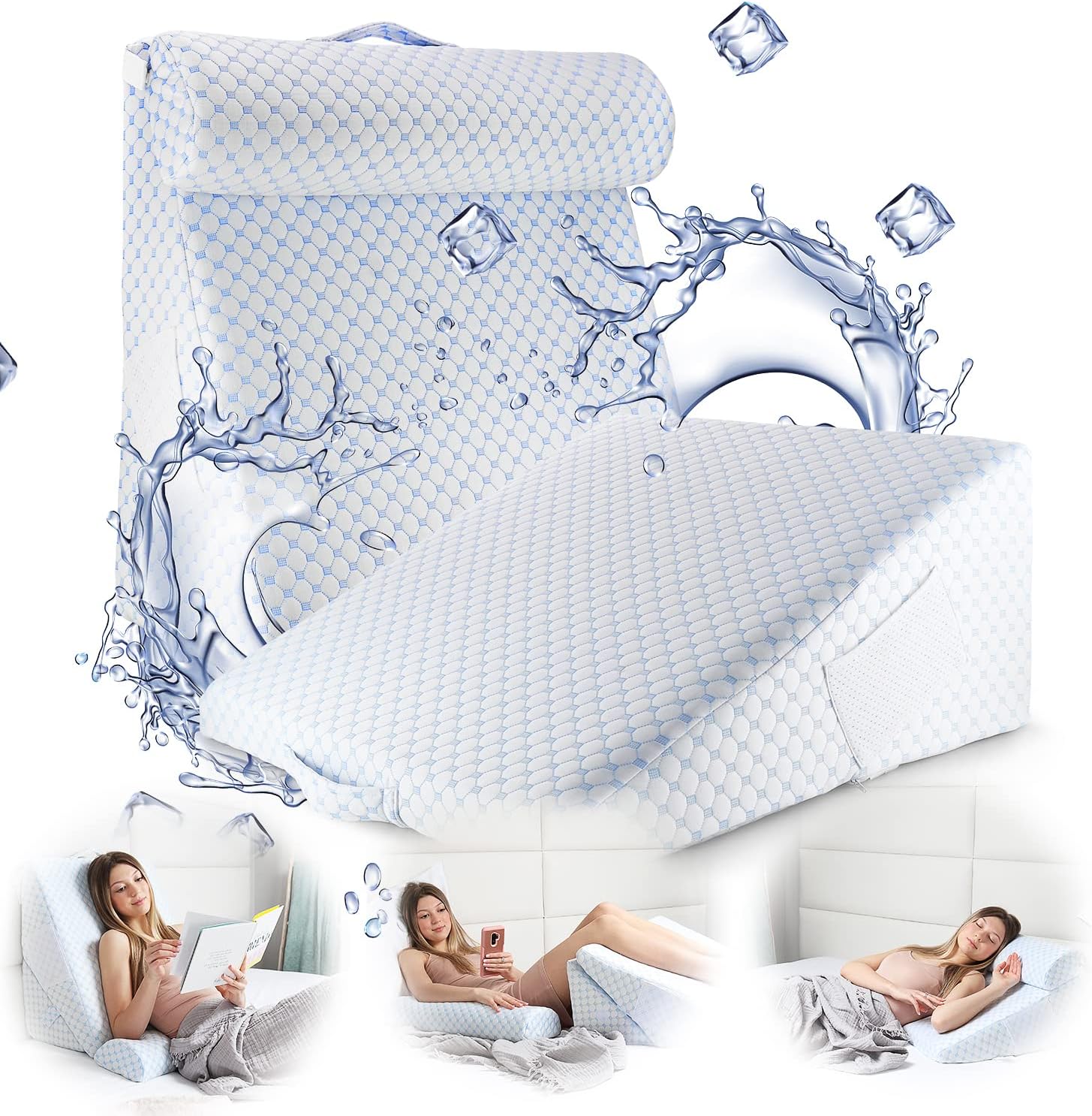 Nestl Bed Wedge Pillow - Wedge Pillow for Sleeping to Reduce Acid Reflux, Wedge Pillows for After Surgery 8-in-1 Triangle Pillow Wedge, Coo…