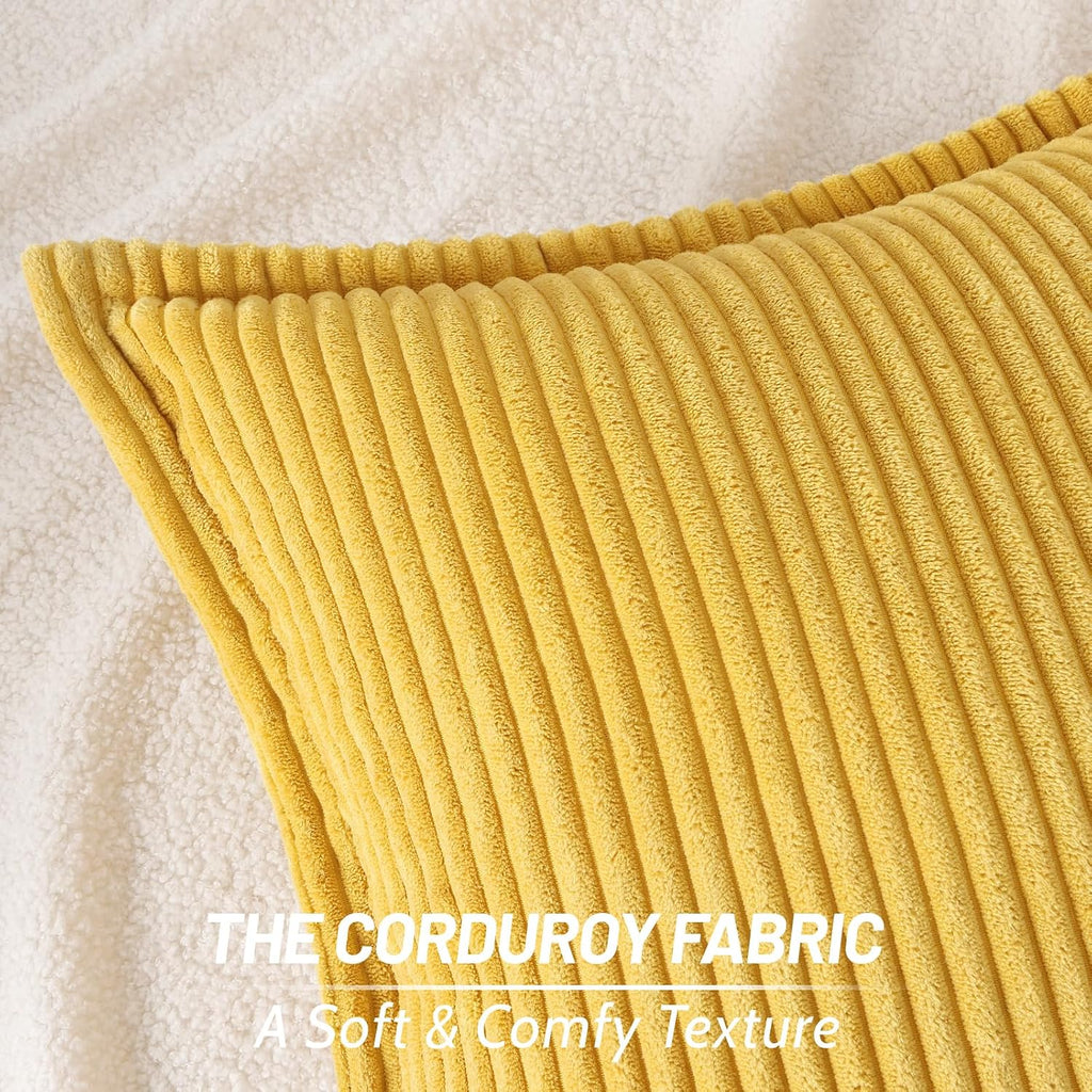 Mecatny Corduroy Summer Throw Pillow Covers 26x26 Set of 2, Neutral Decorative Soft Boho Couch Pillow Covers with Broadside for Sofa…