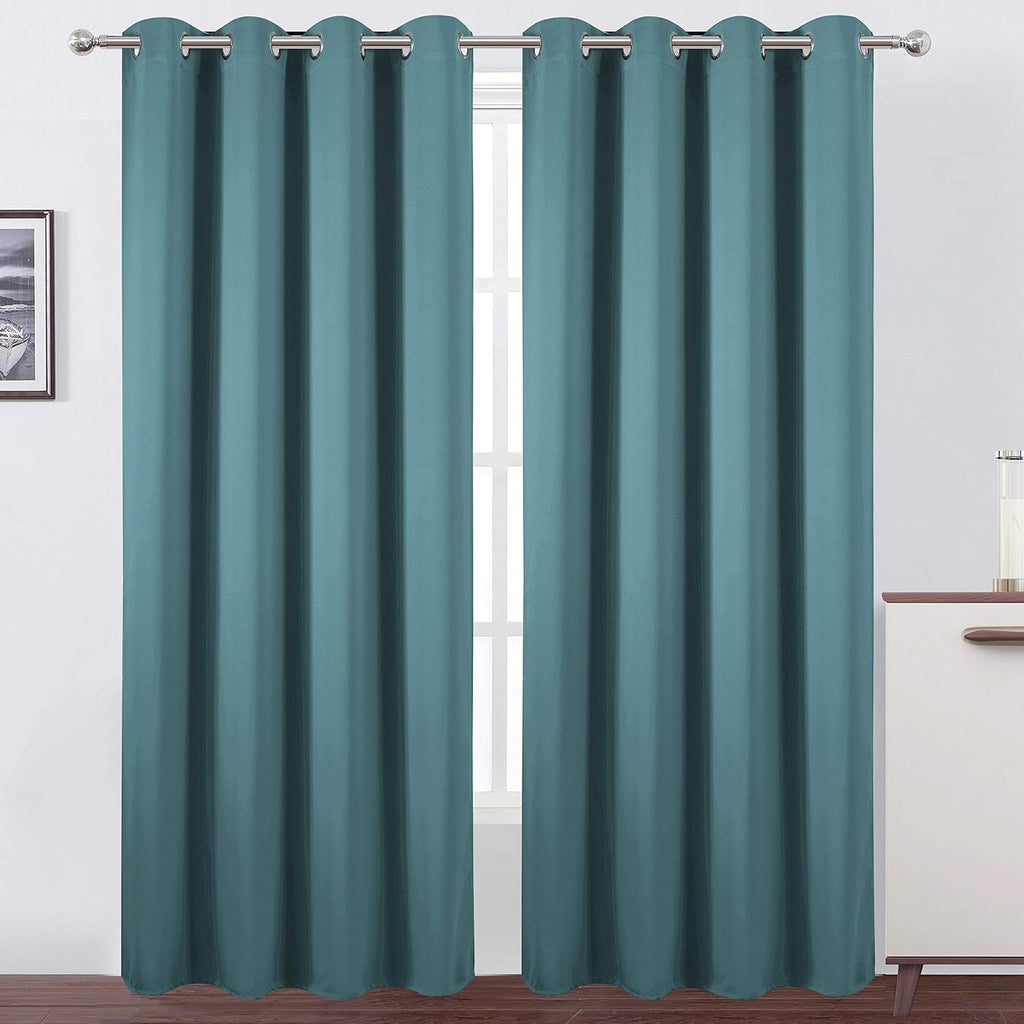 Lemomo Blackout Curtains 66 x 84 inch/Sea Teal Curtains Set of 2 Panels/Thermal Insulated Room Darkening Bedroom Curtains 84 inch silver