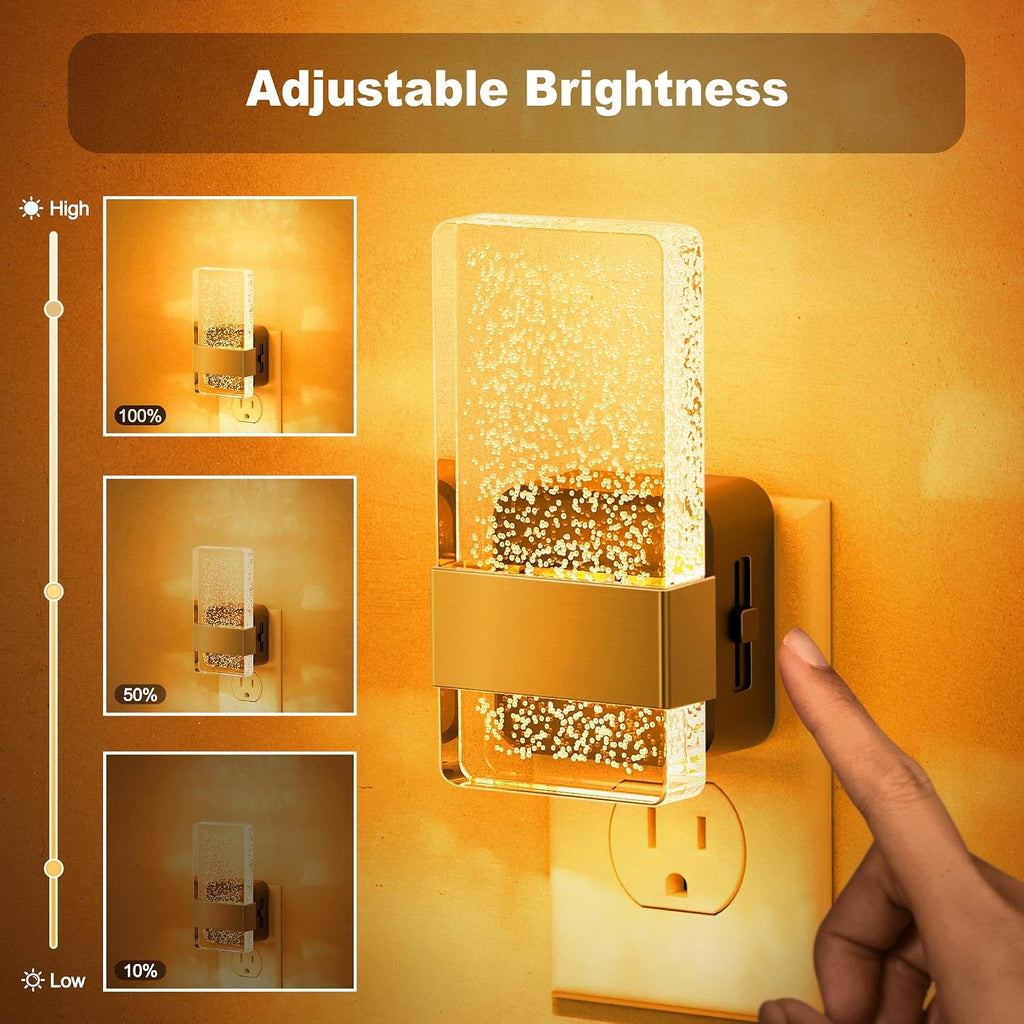 JandCase Night Lights Plug into Wall, Dusk to Dawn Sensor, 2000K Amber Warm White LED, Acrylic Bubble Design, 0-100lm Adjustable…