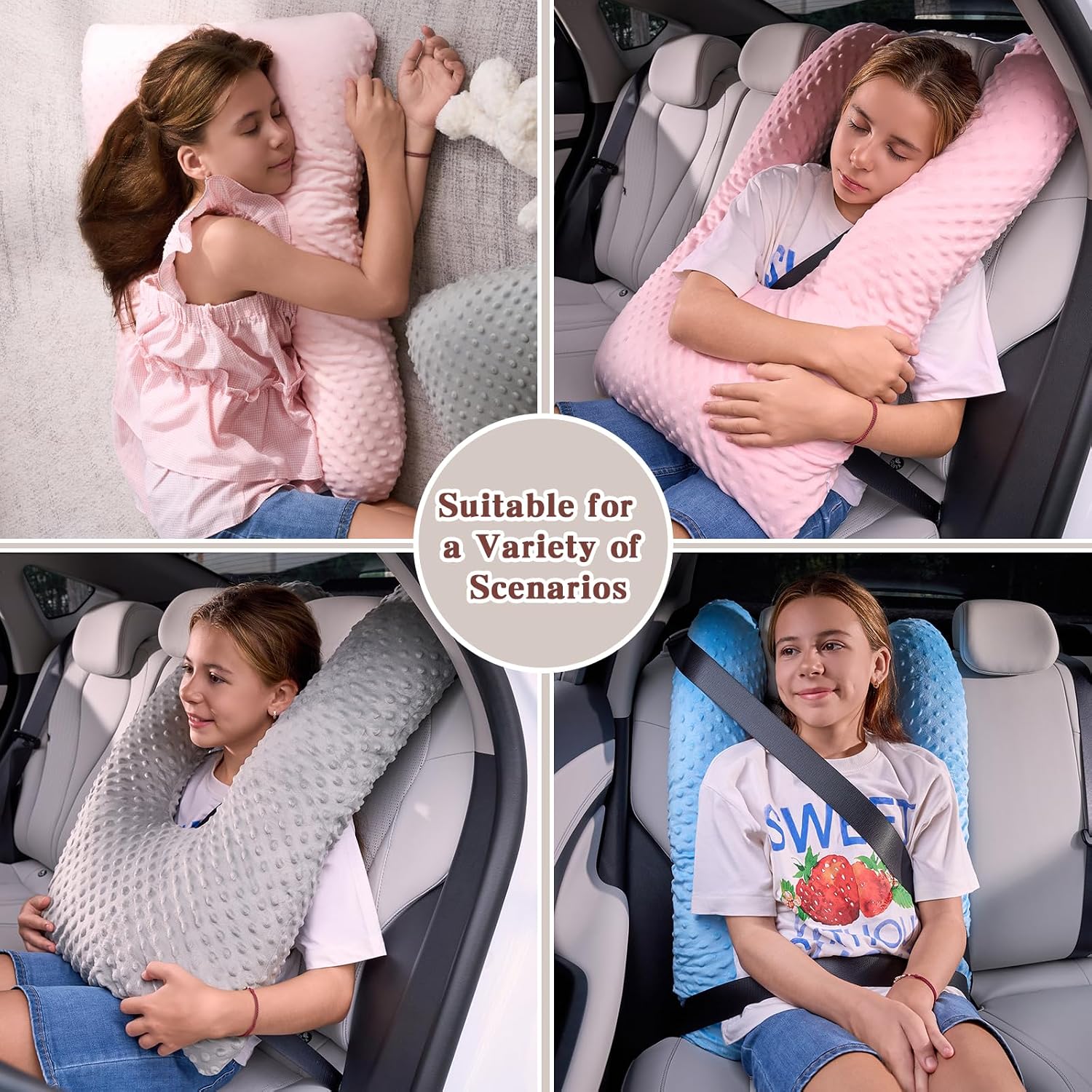 Travel Pillow for Kids Adult in Car - Pillow for Car Sleeping Ultra Large U Shaped with Removable Soft Cover Support Fix Neck and Body…