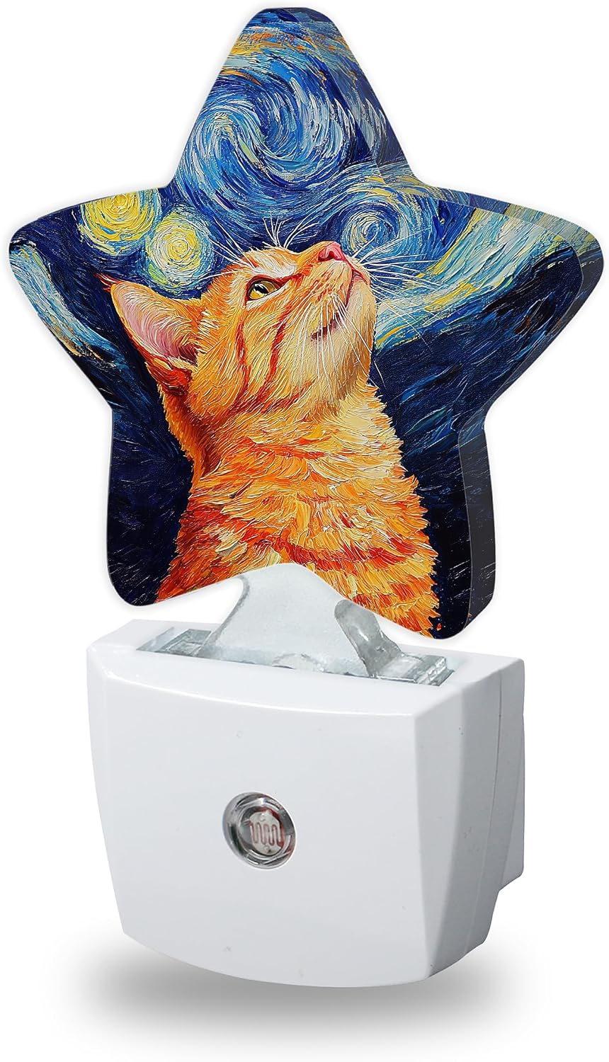 Cat Starry Night Night Lights Plug Into Wall Decorative, Oil Painting Nightlight with Dusk Sensor for Bathroom, Kitchen, Entryway, Room…