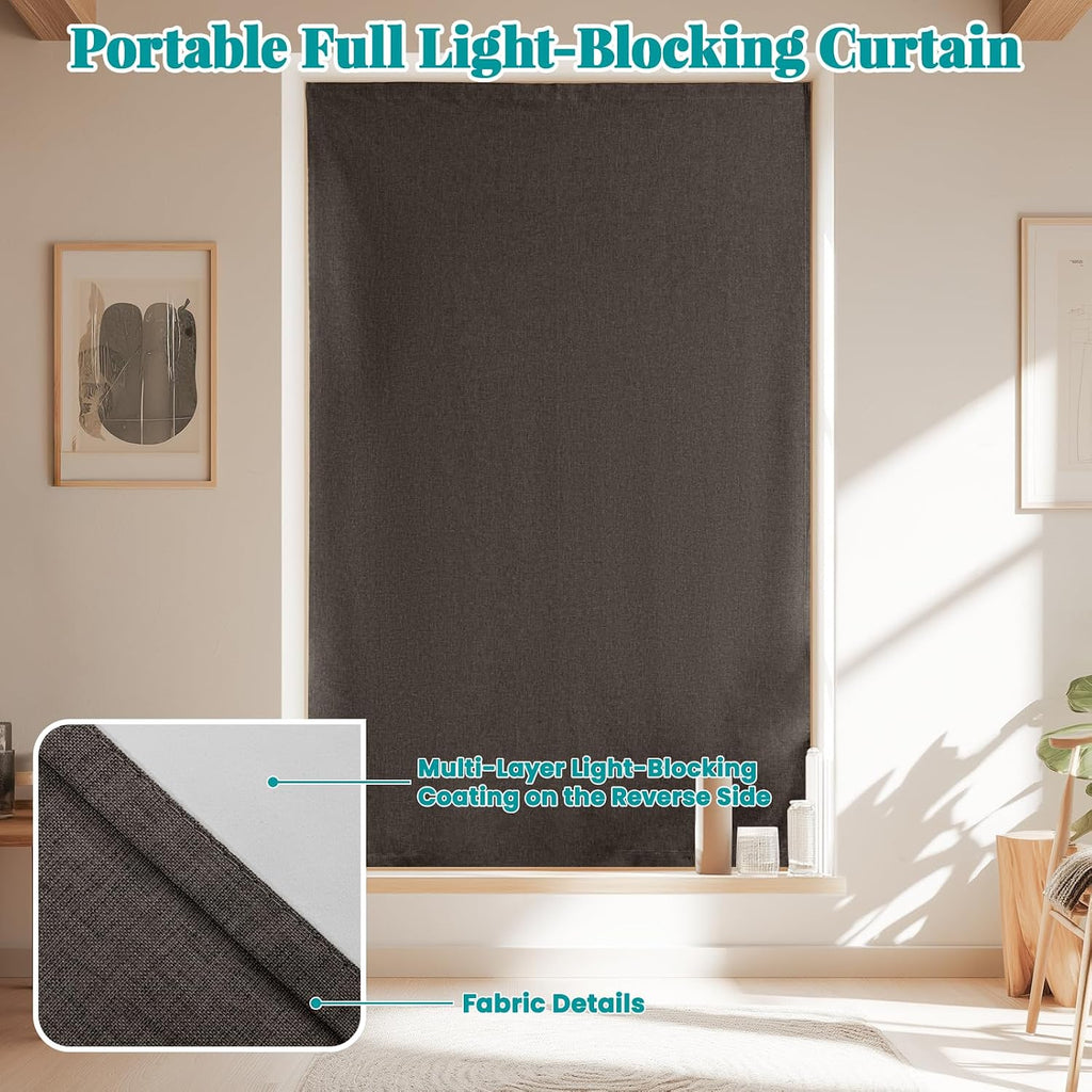 100% Blackout Curtains for Bedroom Stick On Curtains Window Shades Pull Down Blackout Window Cover No Drillng Self Adhesive Curtains No…