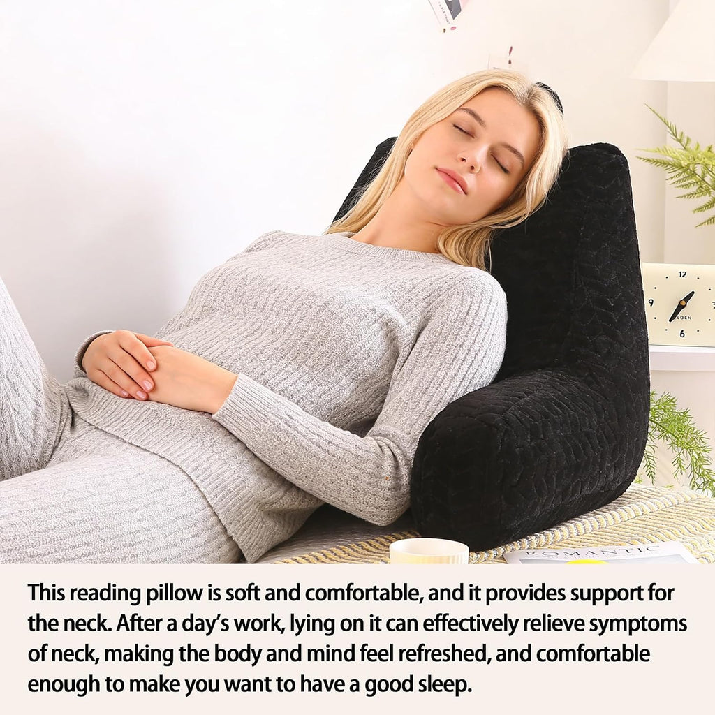 Omcosmos Adult Bed Reading Pillow, Filled with Memory Foam Backrest Pillow, with Armrests to Support the Back and Arms, Suitable for…