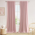 Guken Pink 100% Blackout Linen Curtains 120 Inch 2 Panels Set for Girl's Bedroom, Living Room, Nursery, Back Tab/Rod Pocket Thermal Insulat…