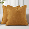 decorUhome Summer Decorative Throw Pillow Covers 26x26 Set of 2 Square Faux Linen Outdoor Neutral Farmhouse Euro Sham Pillow Covers with…