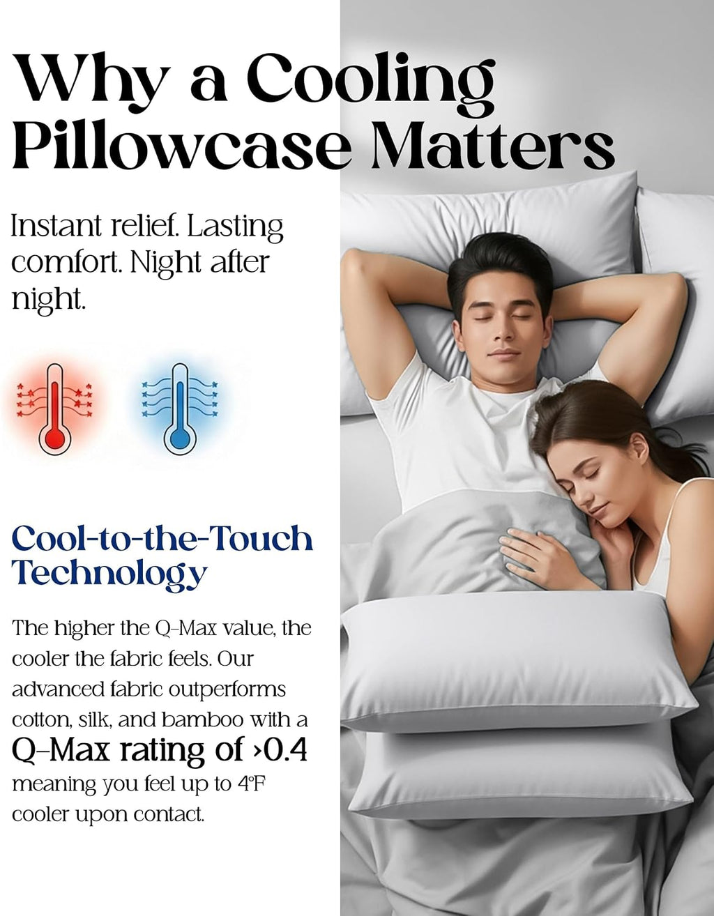 SLEEPHORIA Cooling Pillow Cases - BreezeWeave Queen Size Set of 2 Pillowcases for Hot Sleepers & Cool, Deep Rest - Cloud Soft, Silky…