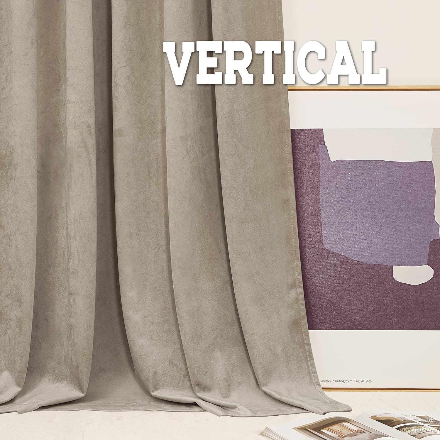 Rybhome RYB HOME Velvet Curtains 120 inches Long - Smooth Durable Earth Tone Drapes Extra Long Room Darkening Privacy Window Treatment for…