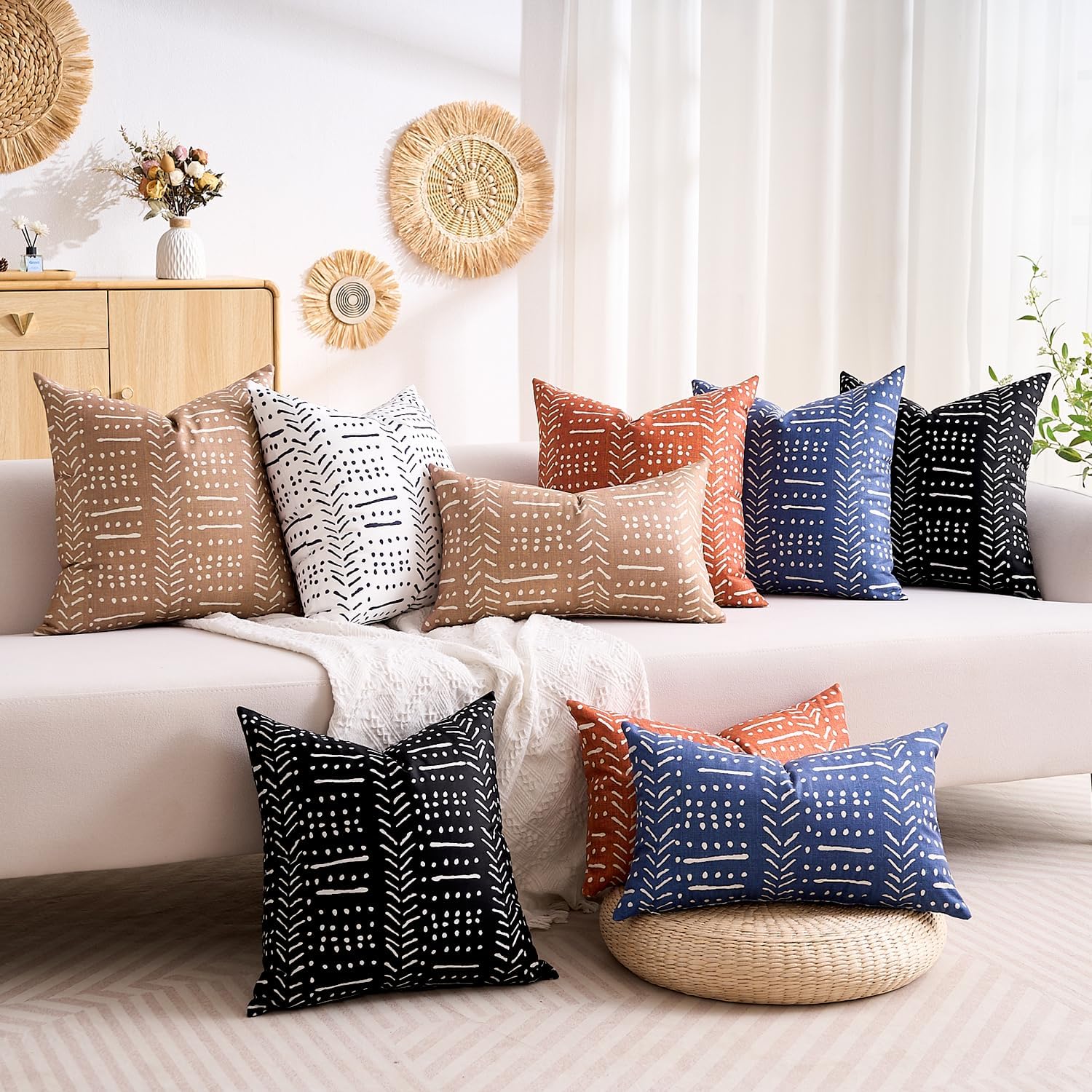 BONSTRAP Black Boho Body Pillows Covers Decorative Long Lumbar Accent Throw Pillow Covers Large Queen 20x54 1 Piece for Bed Sleeping…