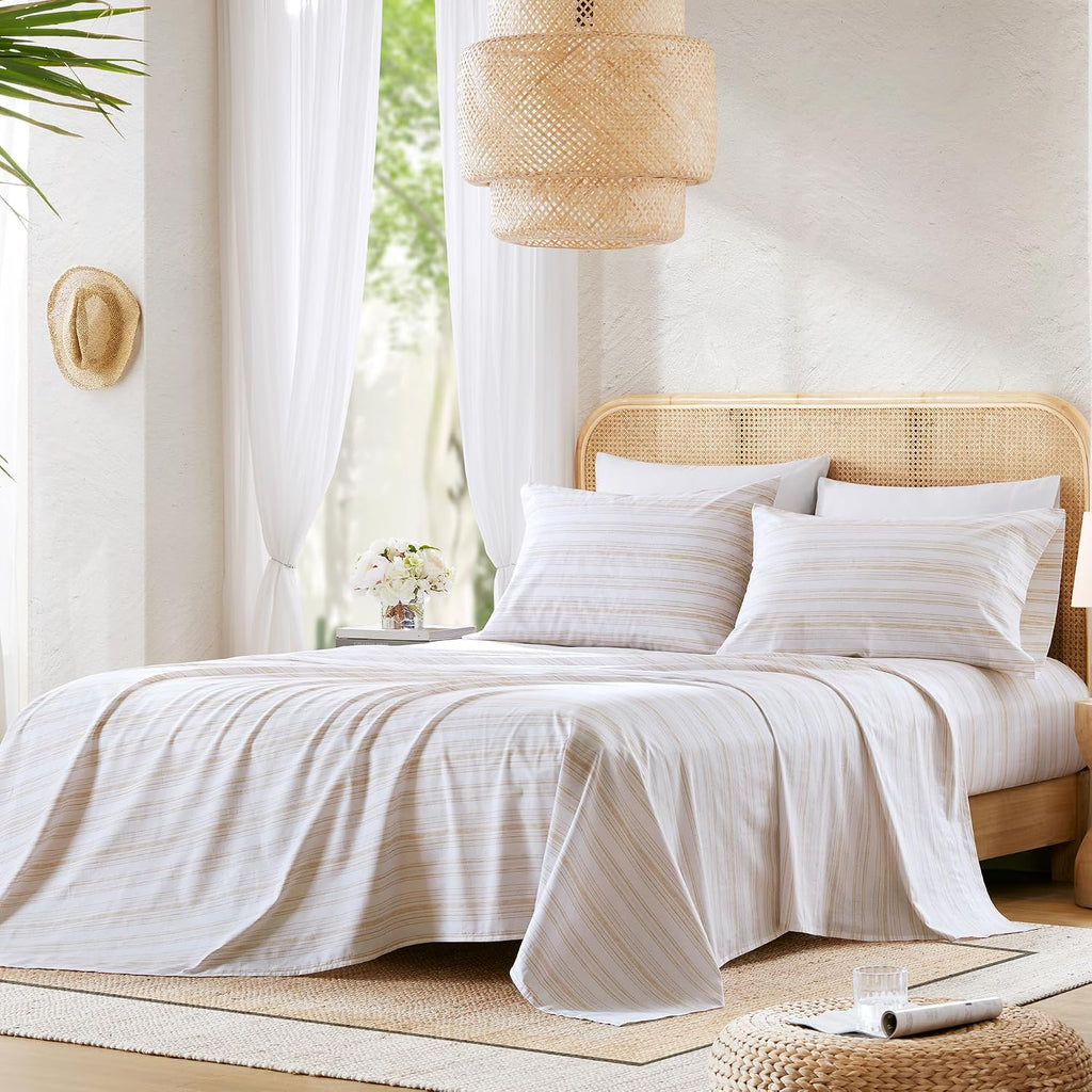 ComfortSpaces Comfort Spaces 100% Cotton Sheets Full, Breathable, Naturally Cool Cotton Sheets, Cotton Bed Sheets with 14" Elastic Pocket F…