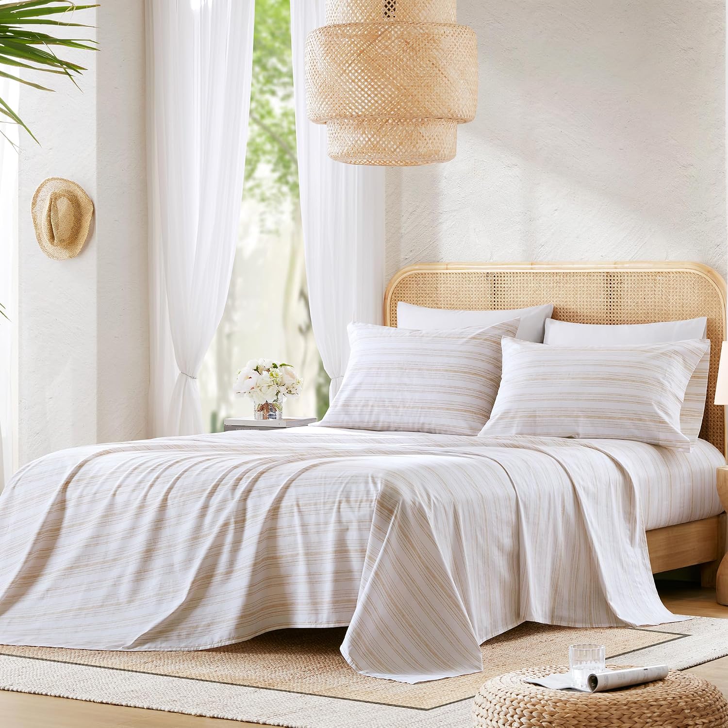 ComfortSpaces Comfort Spaces 100% Cotton Sheets Full, Breathable, Naturally Cool Cotton Sheets, Cotton Bed Sheets with 14" Elastic Pocket F…